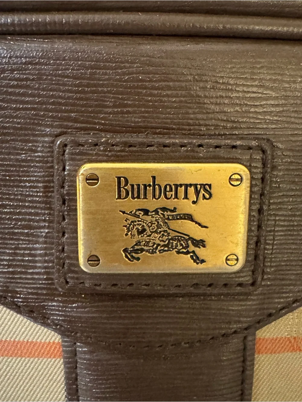 Burberry Beige Nova Check Brown Leather Messenger Bag